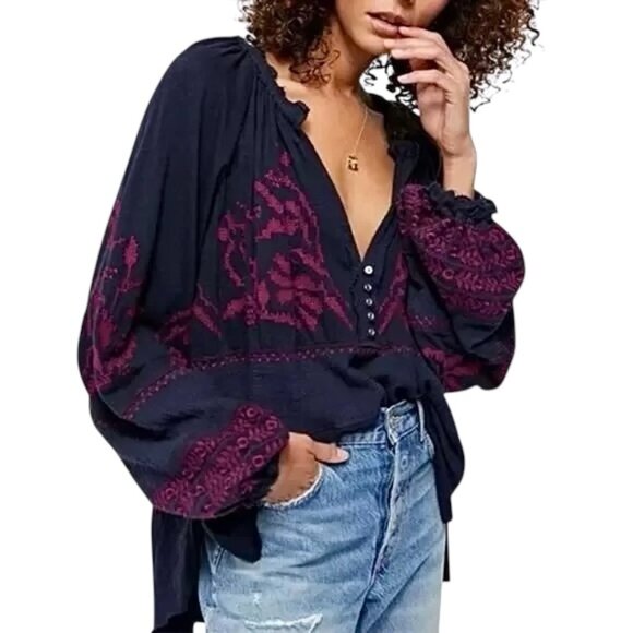 Free People Persuasion Embroidered Top - Picture 2 of 8